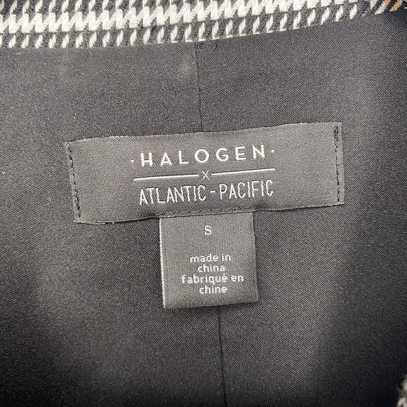 Halogen x Atlantic-Pacific Blazer Jacket Plaid Houndstooth Womens Size S Black - Picture 4 of 8